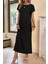 Kısa Kollu Viskon Basic Elbise Siyah 1