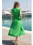 Moni Sıfır Kol Vatkalı Bel Lastikli Midi Boy Elbise Yeşil 4