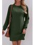 Uzun Kollu Bisiklet Yaka Iki Iplik Elbise Yeşil 3