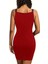 V Yaka Kuş Gözü Detaylı Mini Krep Elbise - Kırmızı 2
