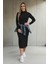 Balıkçı Yaka Midi Kaşkorse Elbise - Siyah 2