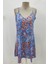 Askılı Desenli Yazlık Süprem Elbise - Mavi 4