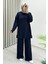 Magazin Merserize Kumaş Standart Beden Rahat Kalıp Tunik ve Bol Paça Pantolonlu Ikili Tesettür Takım 1