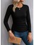 Kadın Uzun Kollu Bisiklet Yaka Yanları ve Kolları Büzgülü Kadife Bluz 3