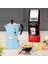 - Rainbow: 3 Cups Ocak Üstü Espresso Pişirici - 130ML - Açık Mavi Renk - Alüminyum Gövde - 6