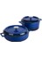Döküm Yuvarlak Derin ve Sığ 5 Parça Tencere Seti Mavi 2