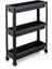 3 Katlı Tekerlekli Organizer Diktördgen Raf Ünitesi Siyah 1