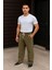 Erkek Fitilli Kadife Cepli Buggy Pantolon Oversize Rahat Kalıp - Haki 1