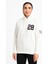 Üç Iplik Kapüşonlu Ön ve Arka Baskılı Sweatshirt Hoodie - Beyaz 2