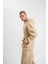 Unisex Double Oversize Kapşonlu Basic Sweatshirt - Bej 2
