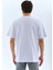 Unisex Oversize Taşlı Bisiklet Yaka T-Shirt - Beyaz 2