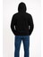 Erkek Üç Iplik Kapüşonlu Kanguru Cepli Sweatshirt Hoodie - Siyah 3