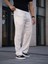 Erkek Keten Cepli Çıma Dikişli Jogger Buggy Pantalon Rahat Kalıp - Beyaz 1
