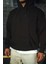 Üç Iplik Penye Kapşonlu Basic Sweatshirt - Siyah 3