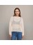 Kadın Ekru Ince Ajurlu Triko Kazak 1