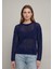 Kadın Lacivert Ince Ajurlu Triko Kazak 1