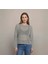 Kadın Gri Ince Ajurlu Triko Kazak 1