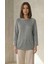 Kadın Gri Simli Duble Kol Triko Kazak 1