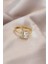 Ayarlamalı Gold Renk Metal Zirkon ve Kristal Taşlı Dikdörtgen Model Yüzük - TJ-BYK2068 1