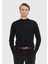 Siyah Yarım Balıkçı Yaka Düz Örgü %100 Yün Triko Kazak 1