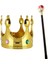Çocuk Boy Altın Renk Kral Tacı ve Kırmızı Topuzlu Kral Asası 1
