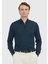 Petrol Yarım Balıkçı Yaka Düz Örgü Yün Karışımlı Triko Kazak 1