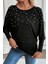 Bisiklet Yaka Incili Viskon Bluz - Siyah 2
