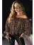 Madonna Yaka Leopar Desenli Şifon Bluz - Leopar 1