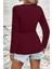 V Yaka Düğüm Detaylı Uzun Kollu Viskon Bluz - Bordo 2