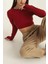Bisiklet Yaka Parmak Geçmeli Crop Bluz Bordo 1