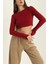 Bisiklet Yaka Parmak Geçmeli Crop Bluz Bordo 4