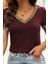Etnik Desenli V Yaka Viskon Bluz - Bordo 2