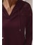 Dantel Detaylı V Yaka Kapüşonlu Cepli Viskon Iki Iplik Bluz - Bordo 3