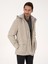 Erkek Bej Yün Karışımlı Kapüşonlu Flanel Kaşe Mont 50311425-VR011 1