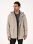 Erkek Bej Yün Karışımlı Kapüşonlu Flanel Kaşe Mont 50311425-VR011 3