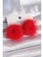 Kırmızı Tüylü Ponpon Model Kadın Küpe - TJ-BKP9564 1