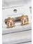 Pirinç Pembe Mineli Sanatsal Portre Model Gold Renk Kadın Küpe - TJ-BKP10685 1
