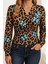 Kruvaze Yaka Şardonlu Dalgıç Bluz - Leopar 1