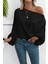 Kayık Yaka Salaş Kesim Sandy Bluz - Siyah 2