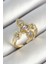 Pirinç Beş Taş Trend Figür Zirkon Taşlı Gold Renk Ayarlanabilir Kadın Yüzük - TJ-BYK3789 1