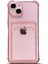 Apple iPhone 14 Kılıf Kartlıklı Anti Şok Korumalı Şeffaf Silikon Pembe 1