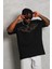 Unisex Oversize Taşlı Bisiklet Yaka T-Shirt - Siyah 3