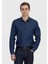 İndigo Düz Casual Fit Dokuma Casual %100 Pamuk Gömlek 1