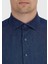 İndigo Düz Casual Fit Dokuma Casual %100 Pamuk Gömlek 4
