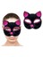 Siyah Renk Fuşya Simli Süet Kaplama Kedi Maskesi 18X14 cm 1