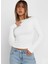 Bisiklet Yaka Uzun Kollu Fitilli Crop Bluz 1