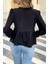 V Yaka Dantelli Aerobin Bluz - Siyah 3