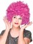 Fuşya Renk Kıvırcık Afro Bonus Peruk Saç Parti Peruğu 1