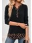 Düğmeli Leopar Detaylı Kaşkorse Bluz - Siyah 1
