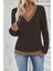 Uzun Kollu Düğmeli Yün Viskon Bluz - Kahve 1